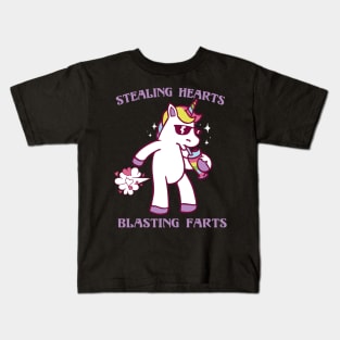 Stealing Hearts and Blasting Farts Unicorn Magic Love Kids T-Shirt